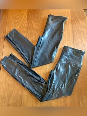 2 pair of Spanx  Black Faux Leather Leggings